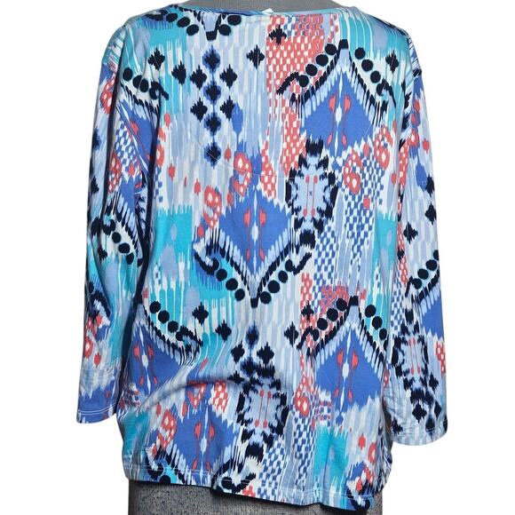 Cotton Blend V Neck Embellished Neckline Top Size XL - Picture 2 of 3